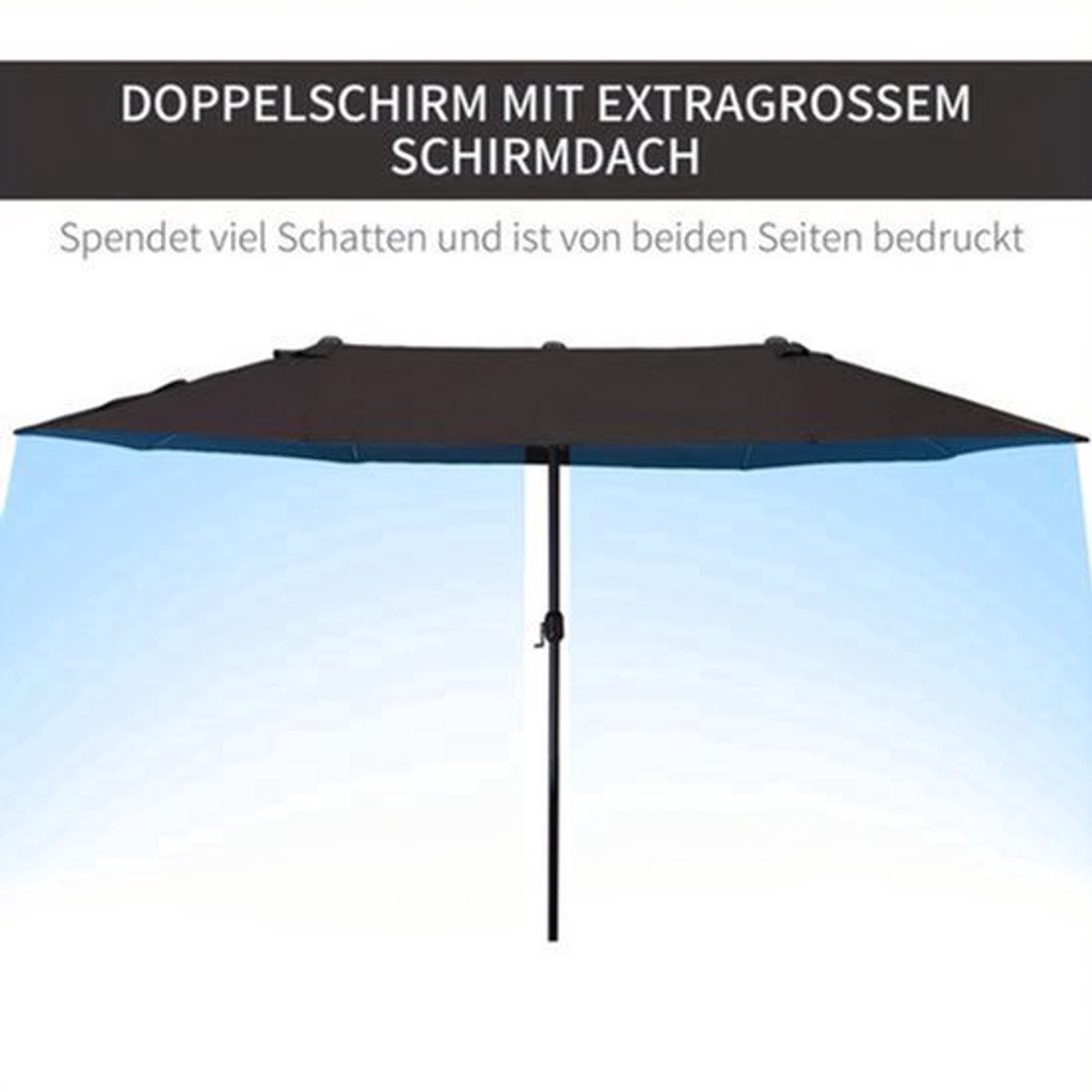 Parasol - Tuinparasol - Balkonparasol - Zweefparasol - Stokparasol - Zwart - 12-speer canopy - Scheurbestendig polyester (9113768656776)
