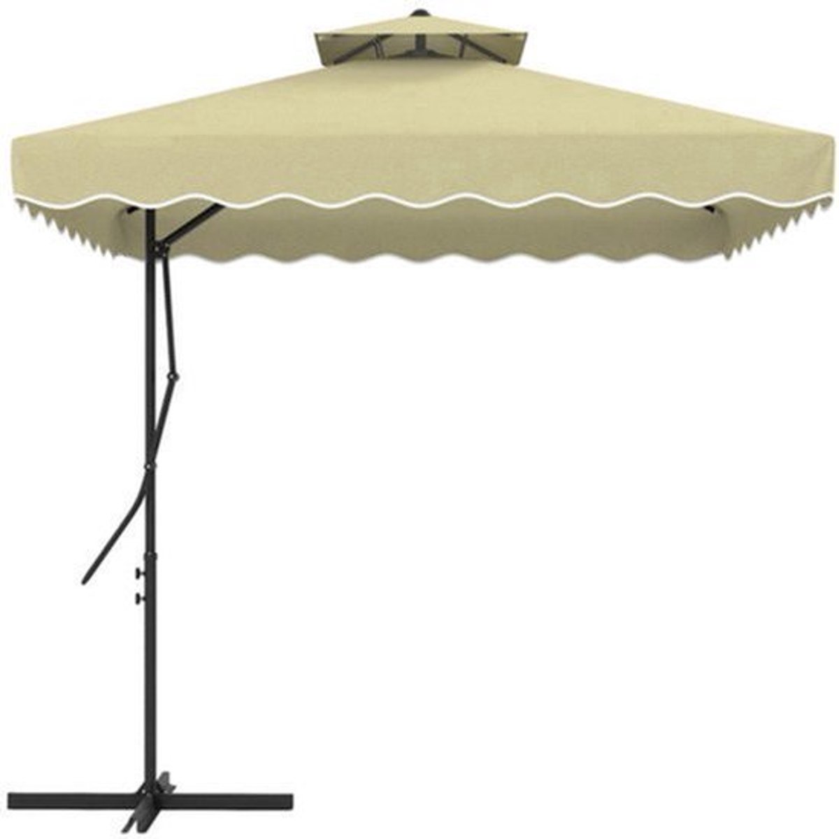 Parasol - Tuinparasol - Balkonparasol - Zweefparasol - Strandparasol - 243 cm Rond - UV Bescherming Met Dubbele Laag - Stevig Onderhoudsvrij Frame Met Kruisvoet (9113769656737)
