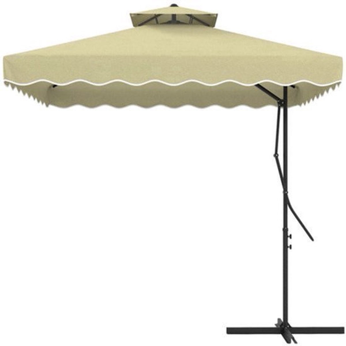 Parasol - Tuinparasol - Balkonparasol - Zweefparasol - Strandparasol - 243 cm Rond - UV Bescherming Met Dubbele Laag - Stevig Onderhoudsvrij Frame Met Kruisvoet (9113766209554)