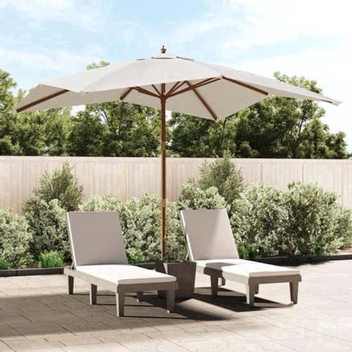 Parasol - Tuinparasol - Stokparasol - Zwembadparasol - Strandparasol - Houten Paal - Zandkleurig - 300x300x273 cm - UV-Bescherming - Waterafstotend (9113769488086)