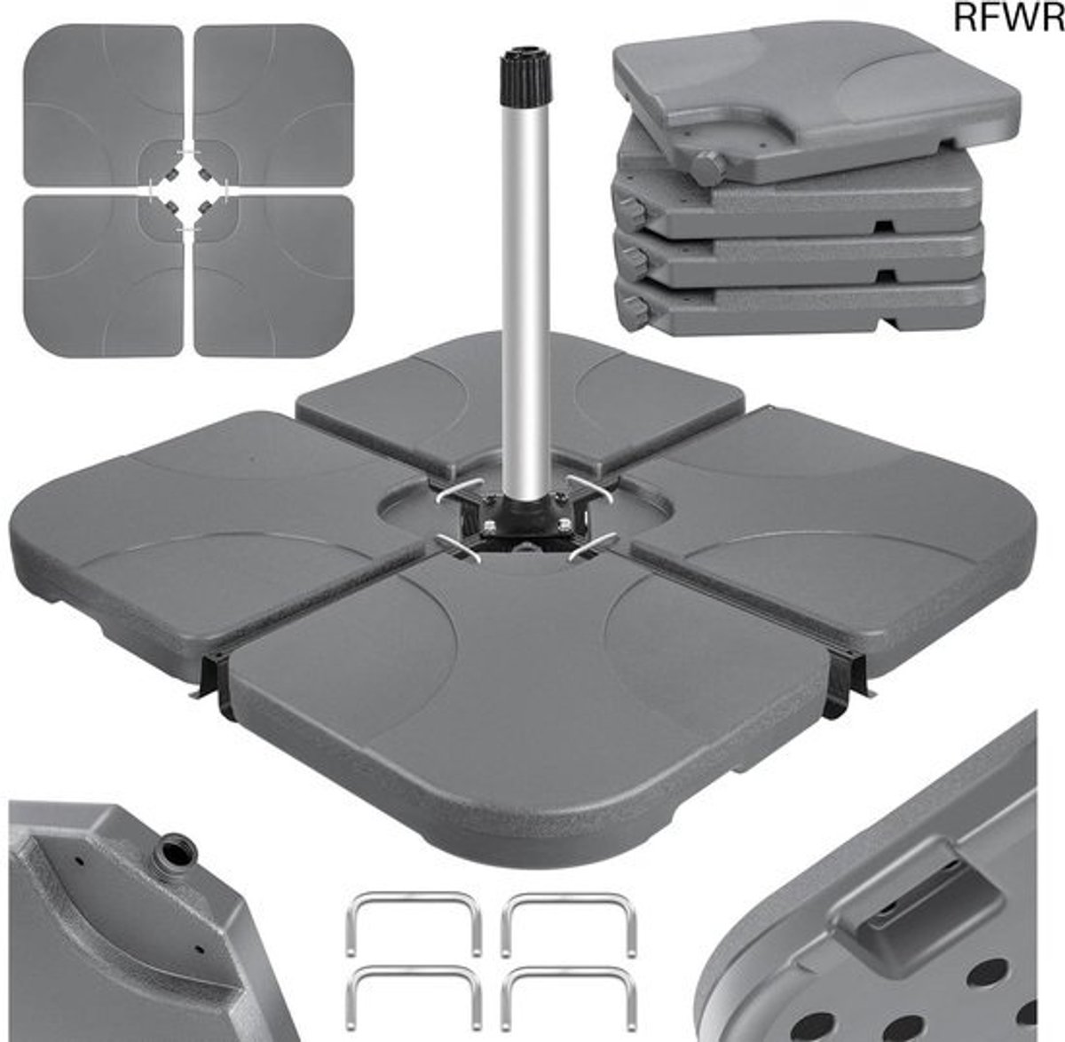 RFWR® Parasolvoet voor Zweefparasol - Vullbaar tot 60 liter - Stevige Kunststof Parasolstandaard met Metalen Haken (6156210320392)