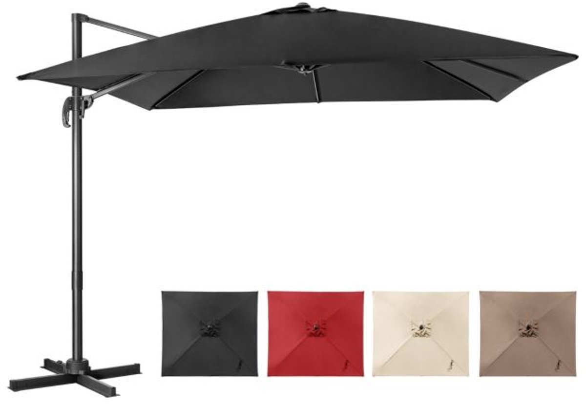 SureDeal® - Parasol - Zweefparasol - Zwengel Tuinparasol Kantelbaar - Terras Café - 300x300x273 cm - Koffiebruin (6156547911935)