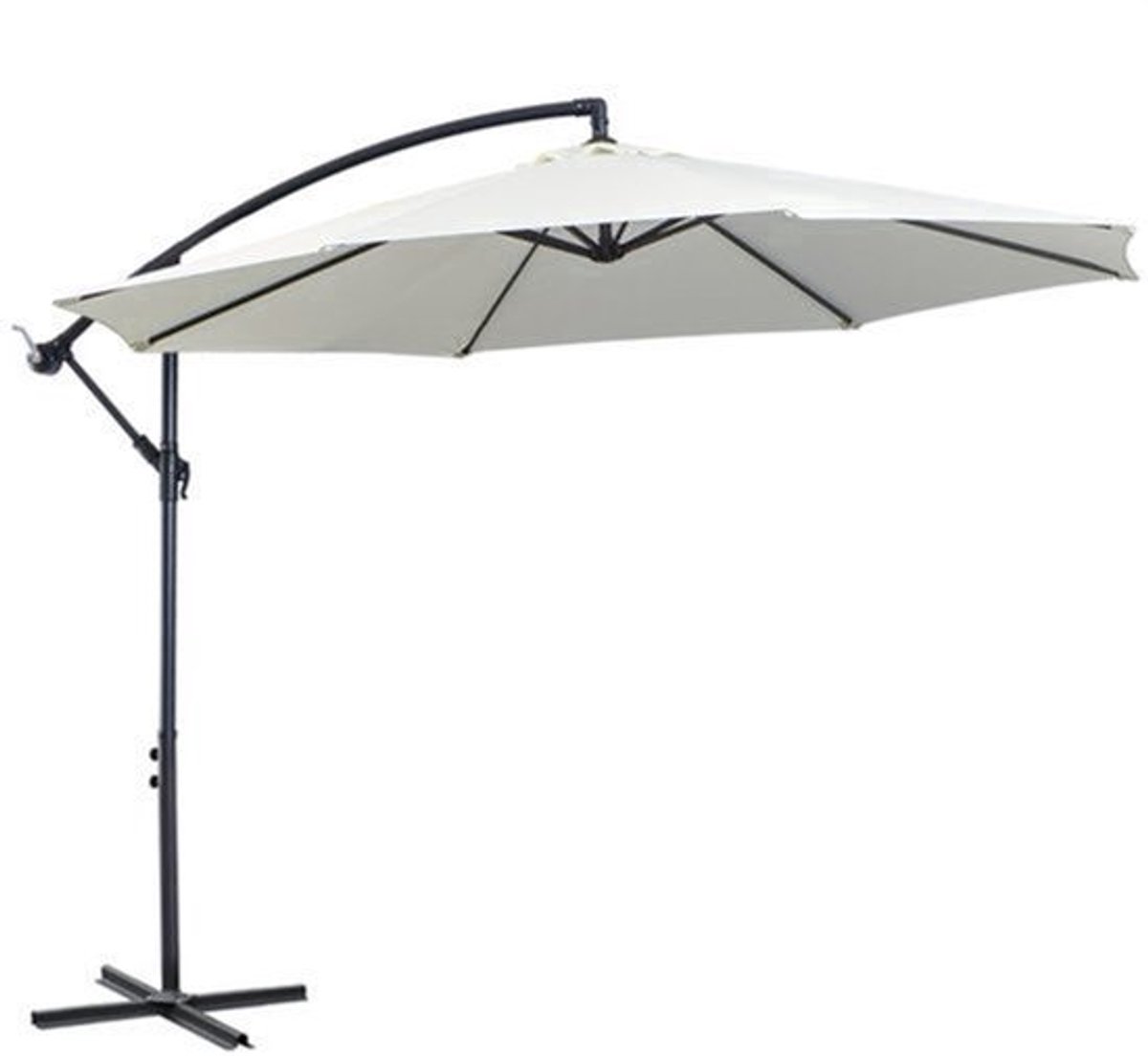 Zweefparasol - Cantilever Parasol - Hangparasol - Tuinparasol - Terrasparasol - 300 cm Rond - Crème Polyester Doek - Stalen Frame - Handmatige Slinger (9113767321576)