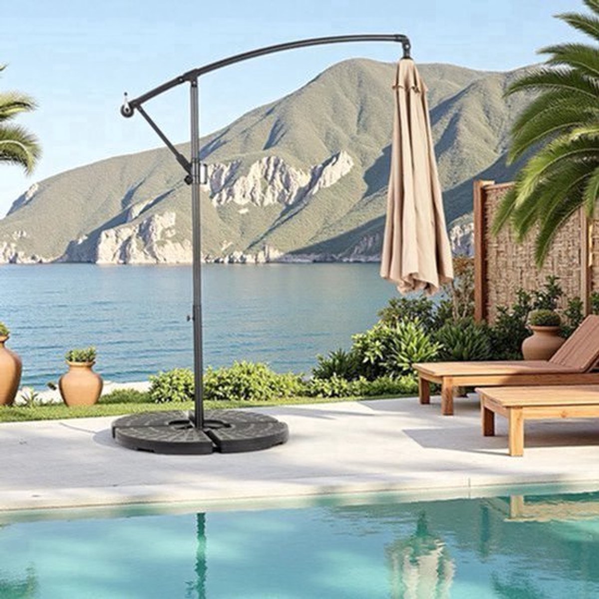 Zweefparasol - Hangparasol - Tuinparasol - Terrasparasol - Balkonparasol - UPF50+ Bescherming - Ø 2,6 Meter Diameter (9113768492497)