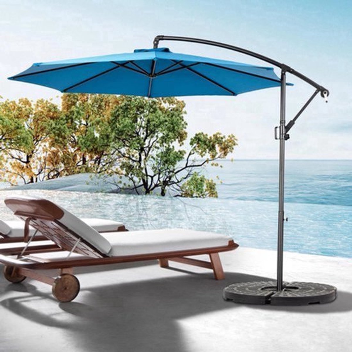 Zweefparasol - Hangparasol - Tuinparasol - Terrasparasol - Ø 2,6 Meter - UPF50+ Bescherming - Roestvrije Stalen Paal (9113764835748)