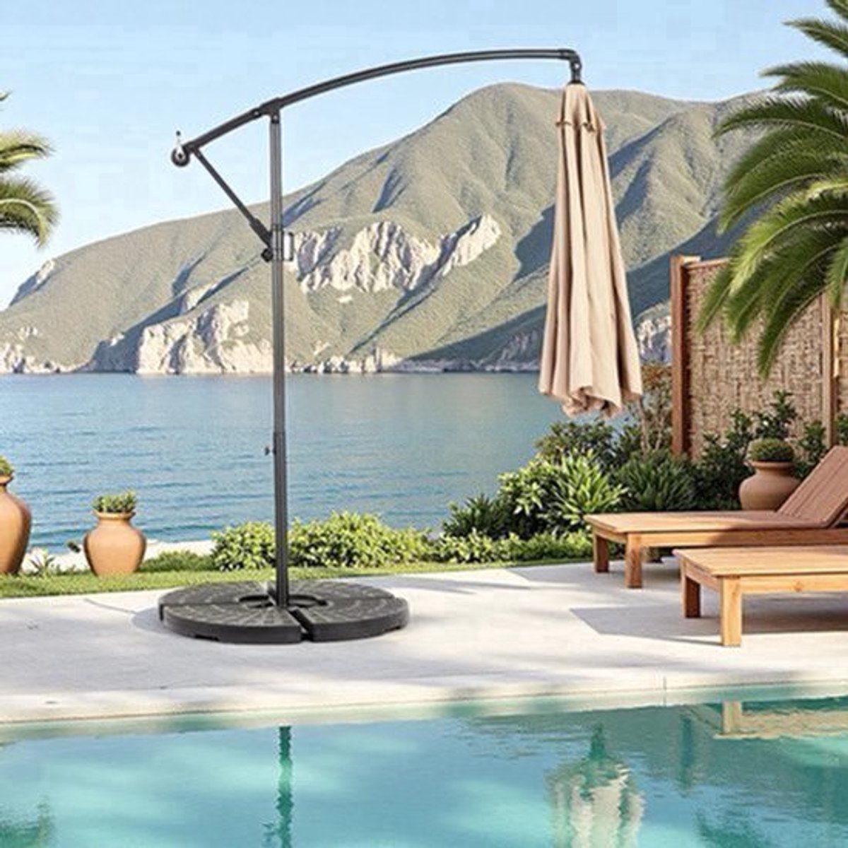 Zweefparasol - Hangparasol - Tuinparasol - Terrasparasol - Ø 2,6 Meter - UPF50+ Bescherming - Roestvrije Stalen Paal (9113768953813)